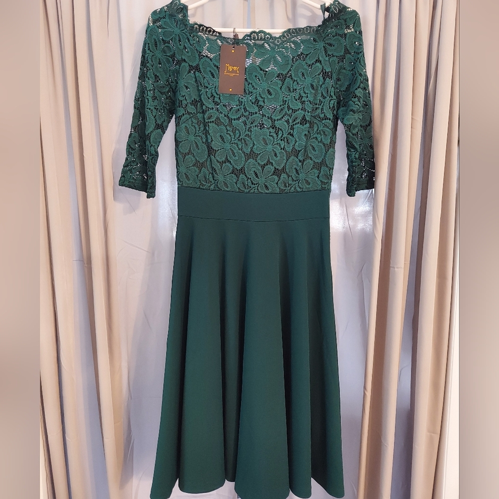 NWT MissMay Retro Dress Dark Green Size Small
